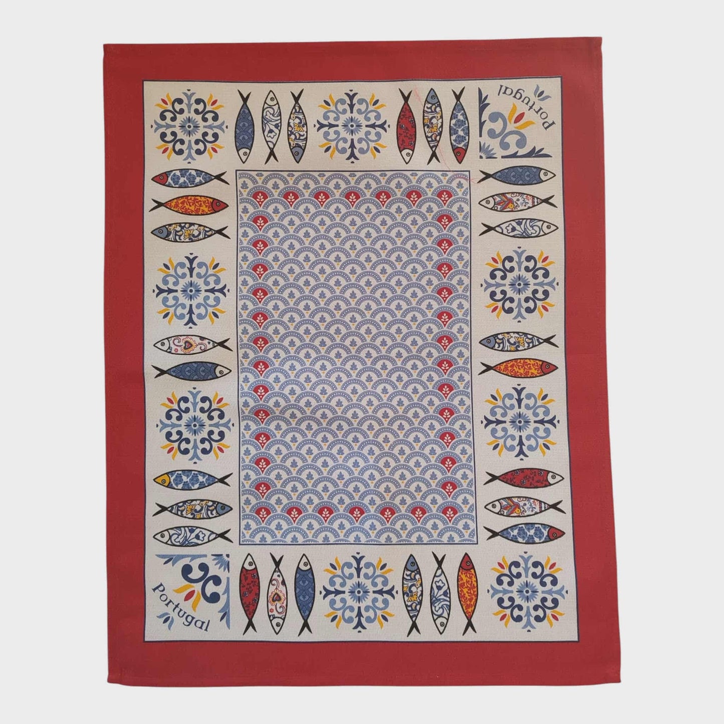 Torchon cuisine 100% coton "SARDINHAS" (rouge)