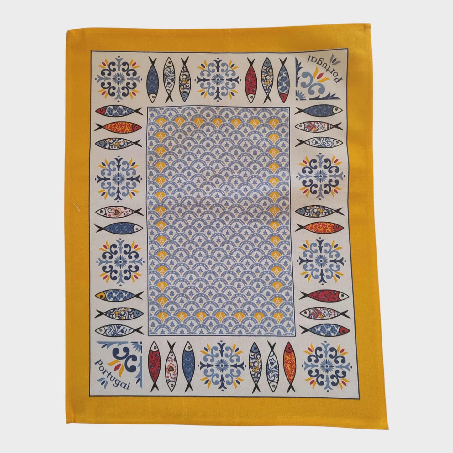 Torchon cuisine 100% coton "Sardinhas" (jaune)