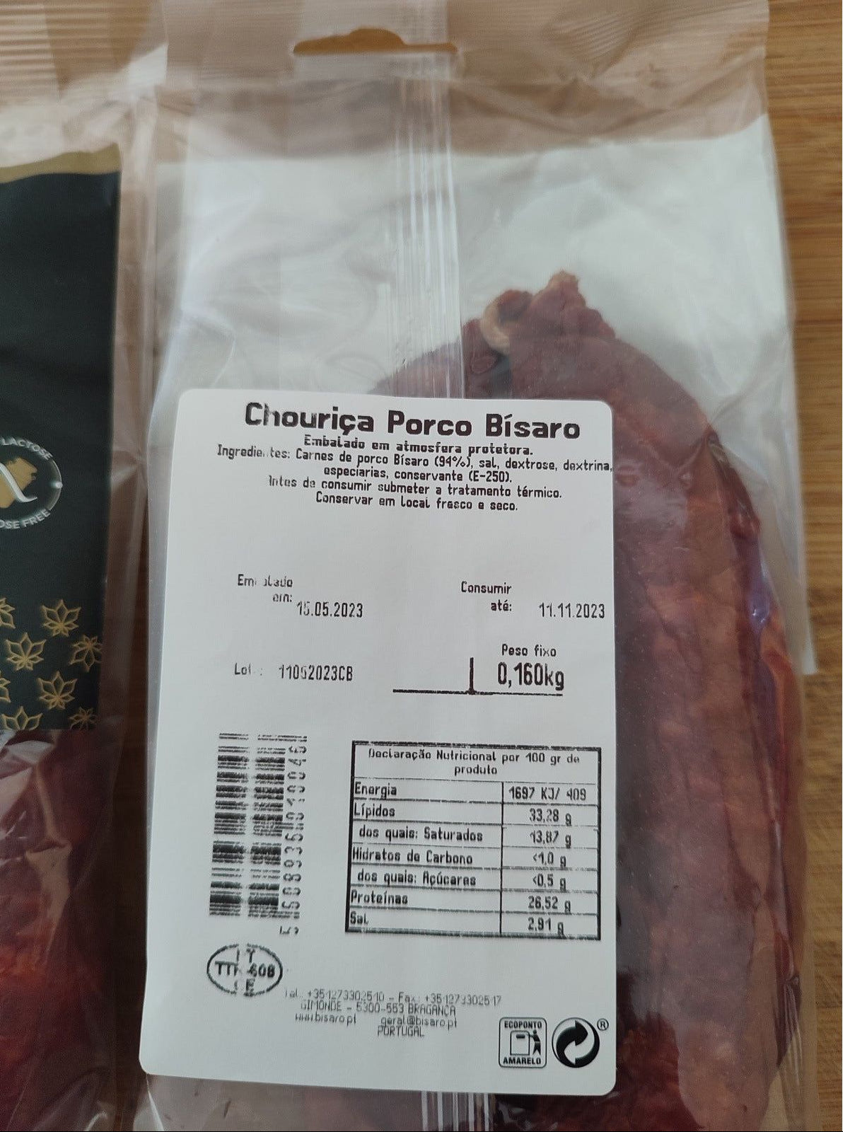 Chorizo "Chouriço" doux de la race de porc BISARO