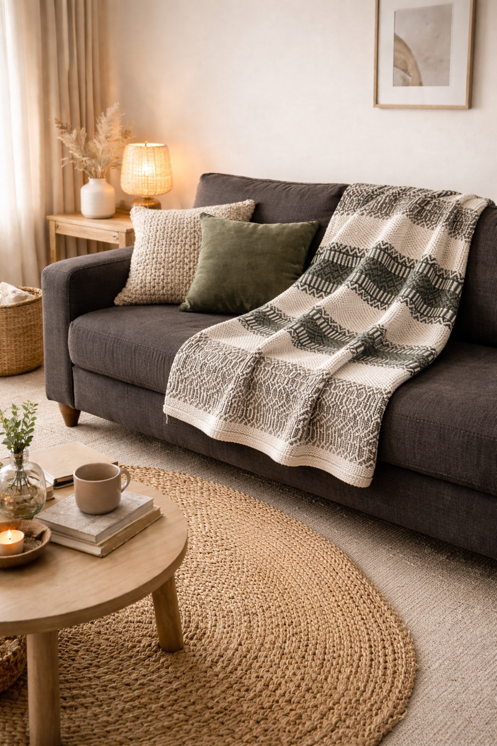 Plaid traditionnel "MENIZAS D'AIRE" 140x210 (vert, gris écru )