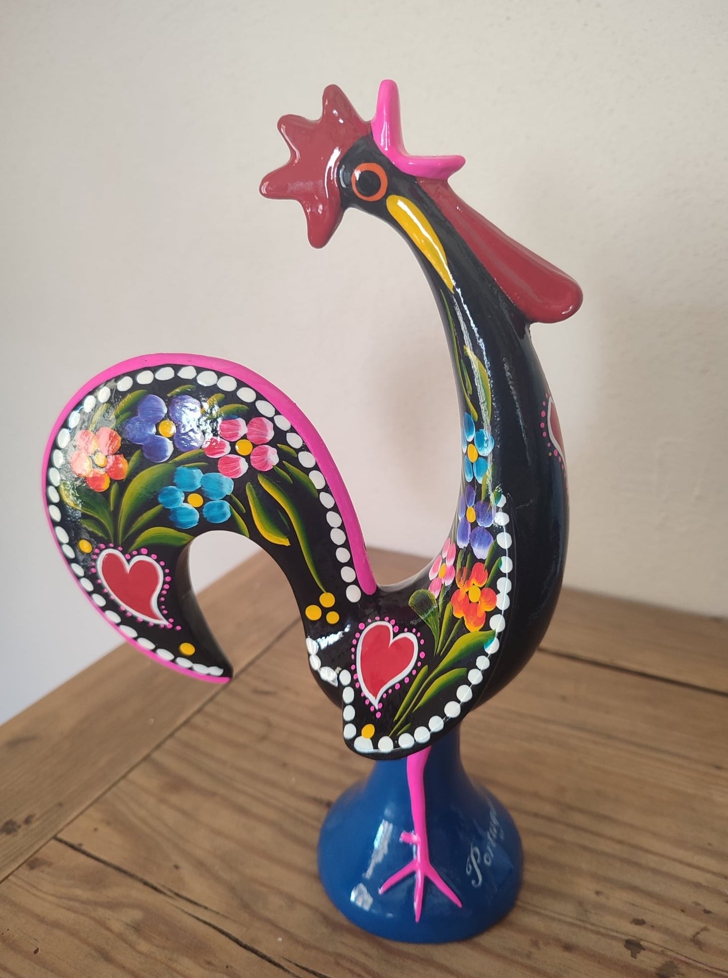 Coq chantant de Barcelos, en métal, 24 cm, couleurs éclatantes, fabriqué et peint à la main. Symbole populaire et typique du Portugal