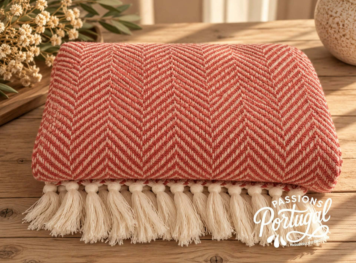 Plaid motif CHEVRON – 100% coton (orange)