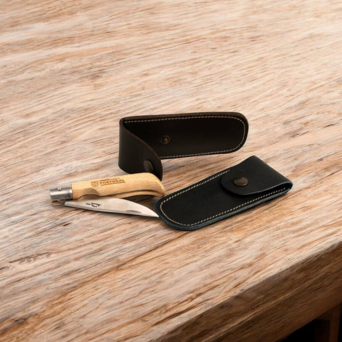 Pochette cuir pour couteaux de poche