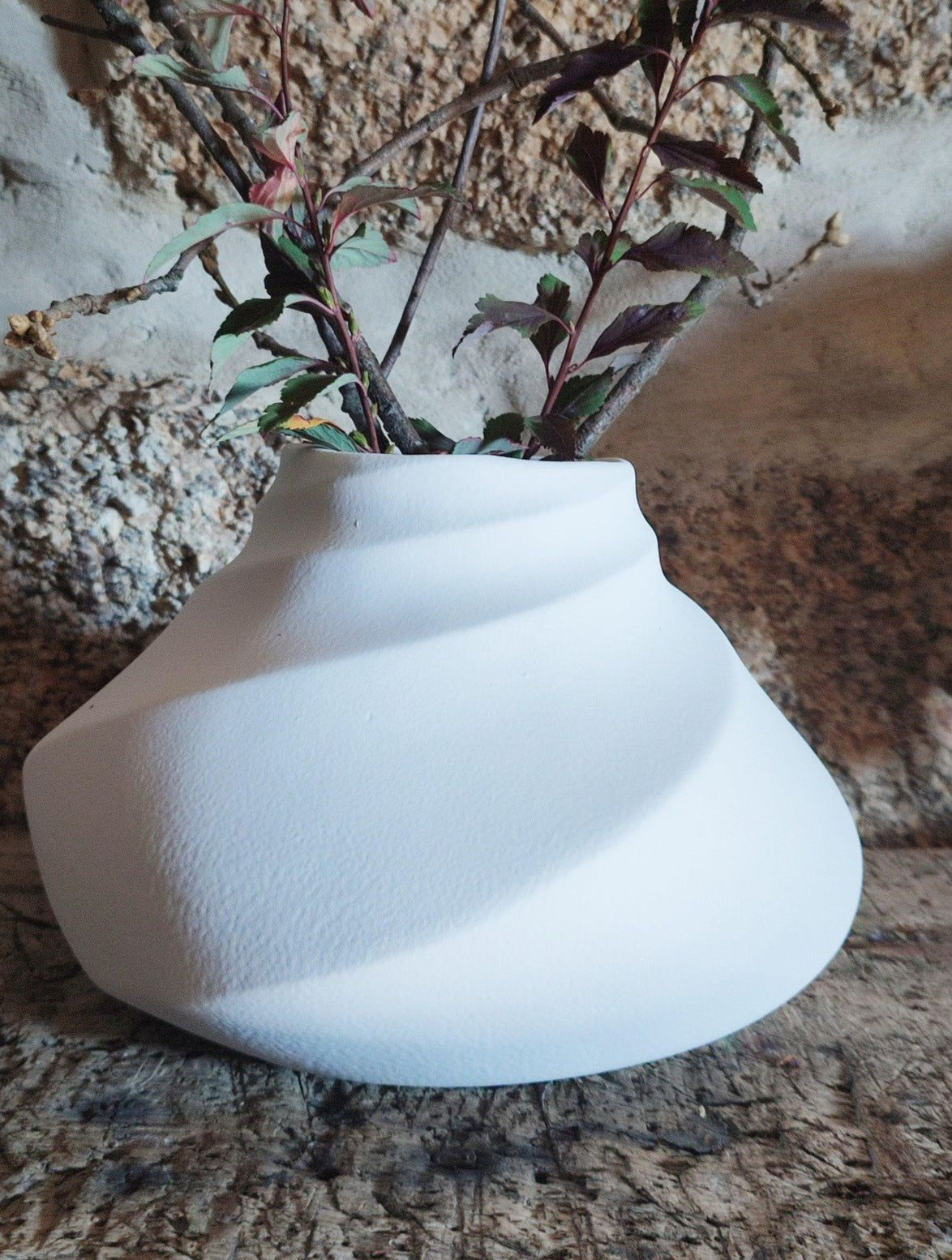 Vase en céramique blanc bas