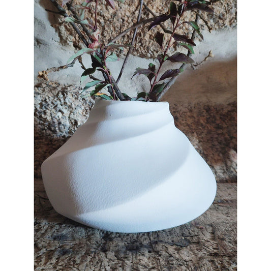 Vase en céramique blanc bas
