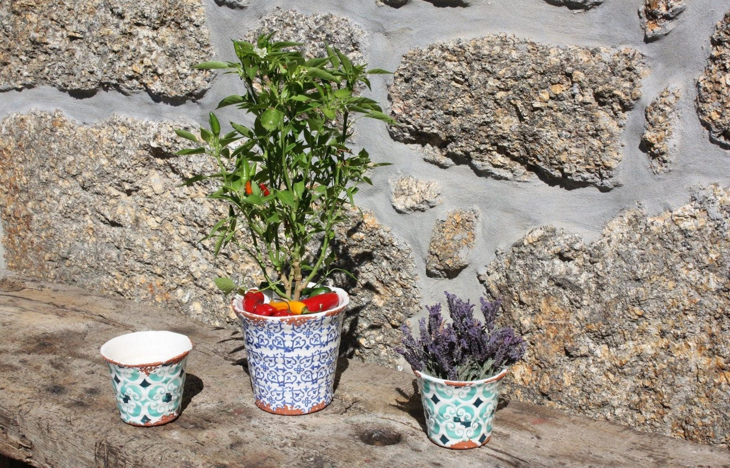 Cache pot en terre cuite vitrifié