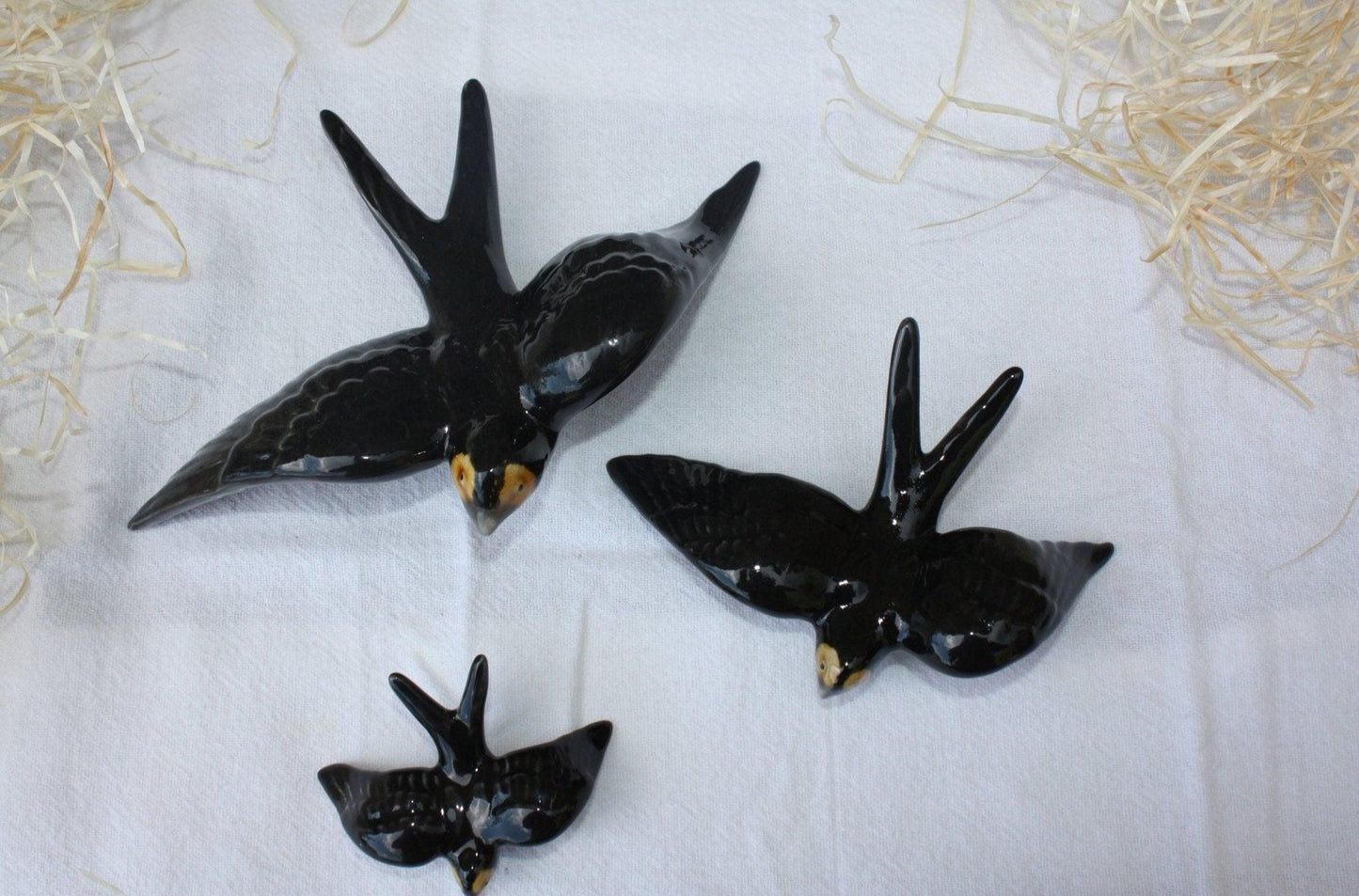 Hirondelle en céramique noire grande