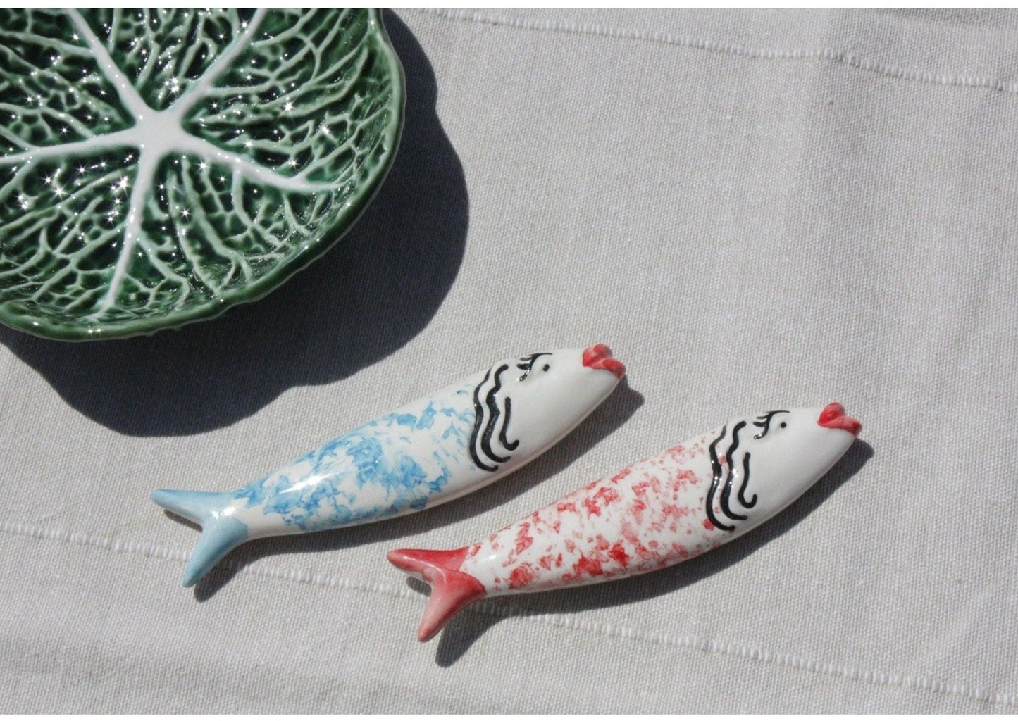 Magnet sardine en céramique portugaise , fabrication artisanale