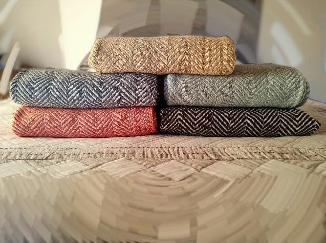 Plaid motif CHEVRON – 100% coton orange