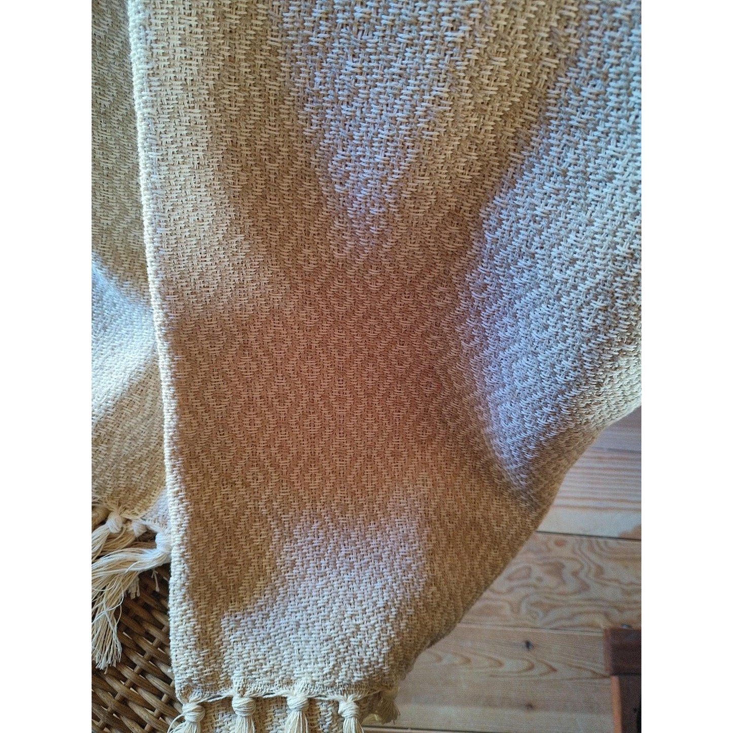 Plaid motif LOSANGE - 100% coton beige clair
