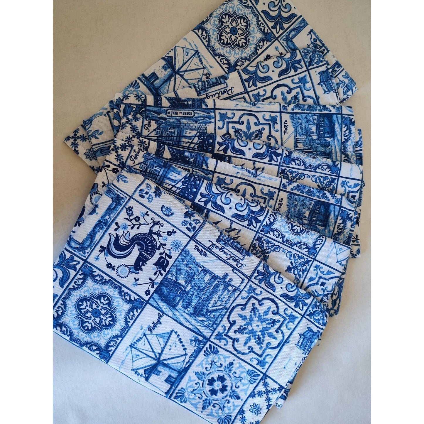 Torchon de cuisine AZULEJOS - 100% coton bleu