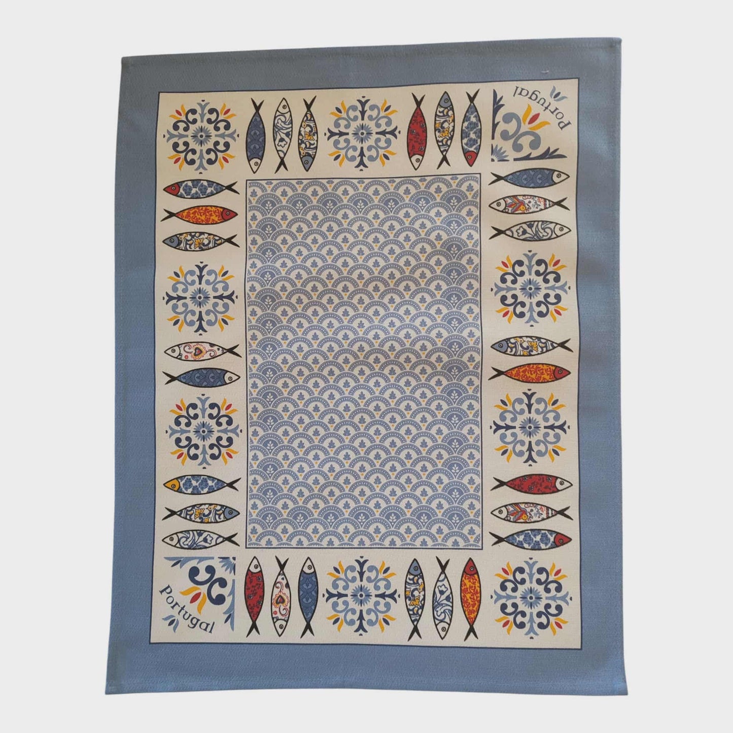 Torchon cuisine 100% coton "SARDINHAS" (bleu)