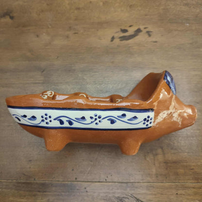 Grille pour chouriço grillé en forme de cochon, en terre cuite rouge "assador de chouriço"