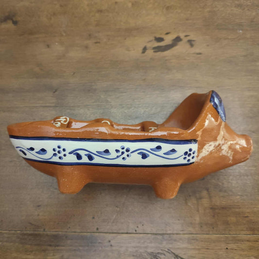 Grille pour chouriço grillé en forme de cochon, en terre cuite rouge "assador de chouriço"