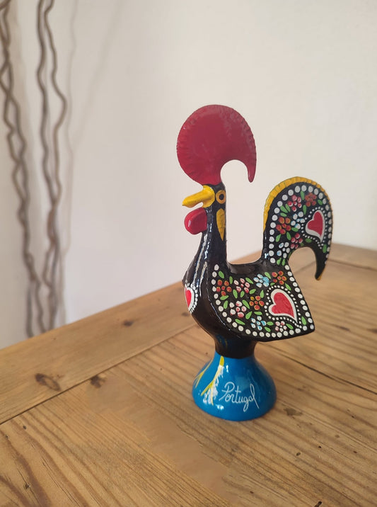 Coq de Barcelos de 15 CM, en métal, fabriqué et peint à la main. Symbole typiquement portugais, couleurs éclatantes