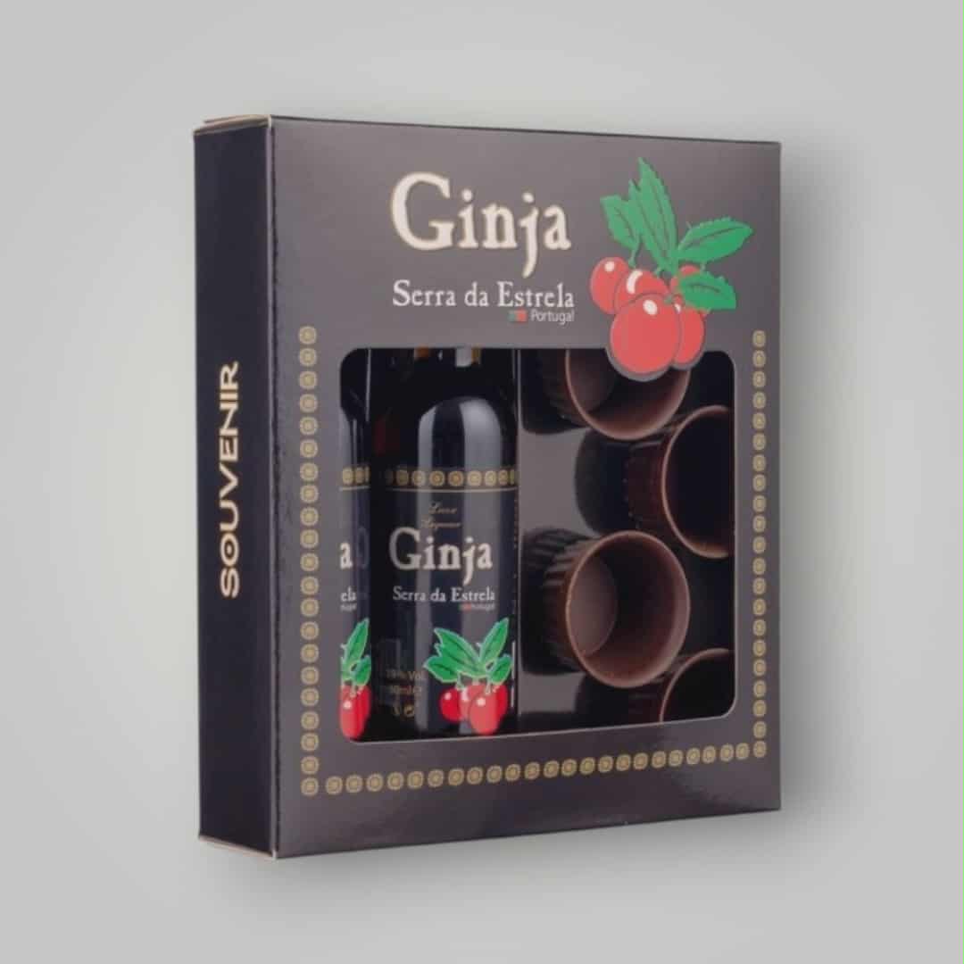 Coffret de liqueur "Ginja Serra da Estrela" avec 5 verres au chocolat