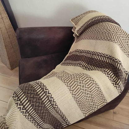 Plaid traditionnel "MENIZAS D'AIRE" 140x210 (marron)