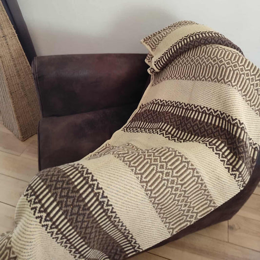 Plaid traditionnel "MENIZAS D'AIRE" 140x210 (marron)