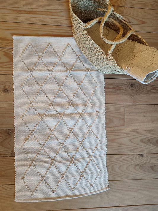 Tapis artisanal PUXADO - 100% coton (Ecru)