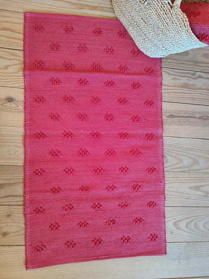 Tapis artisanal PUXADO  - 100% coton (rouge)