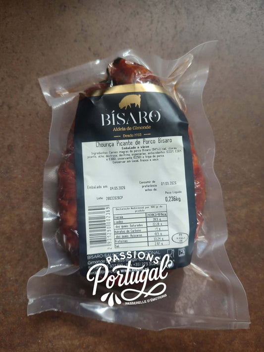 Chorizo piquant "Chouriço piquante" portugais de porc de la race BISARO