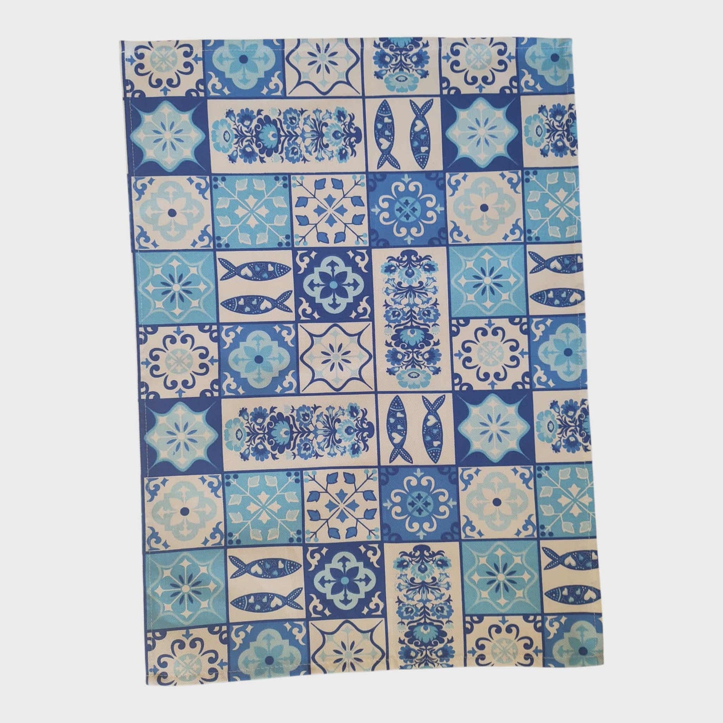 Torchon cuisine 100% coton "AZULEJOS PORTUGAIS" (bleu)