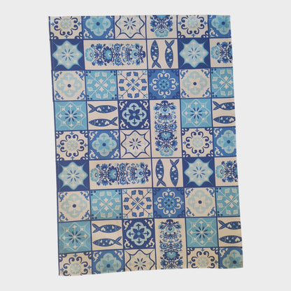 Torchon cuisine 100% coton "AZULEJOS PORTUGAIS" (bleu)