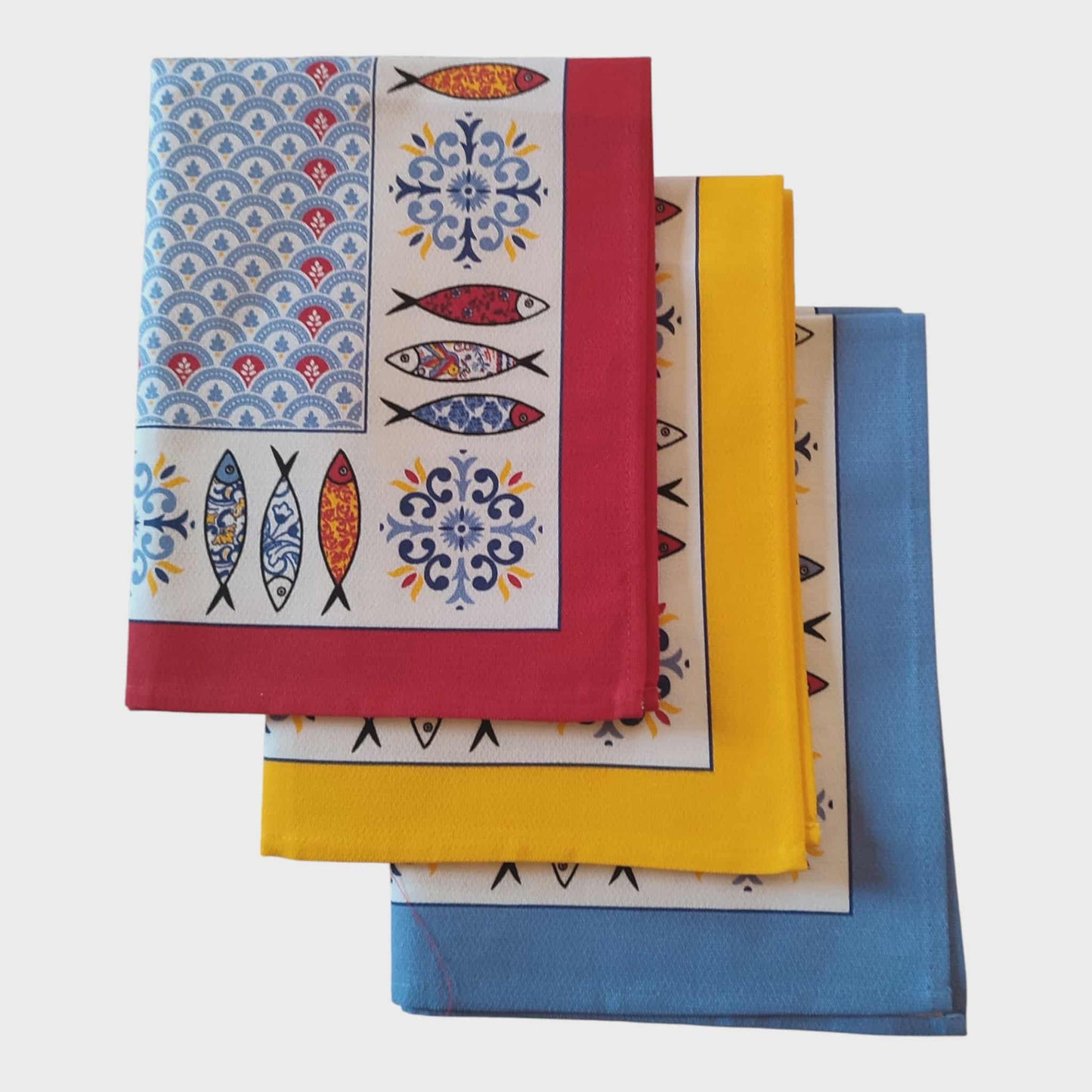 Torchon cuisine 100% coton "SARDINHAS" (rouge)