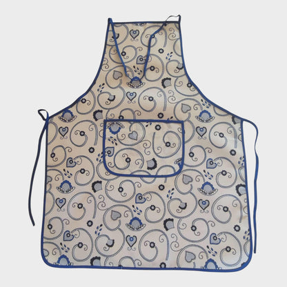 Tablier de cuisine 100% coton imprimé Coeur de Viana (bleu)