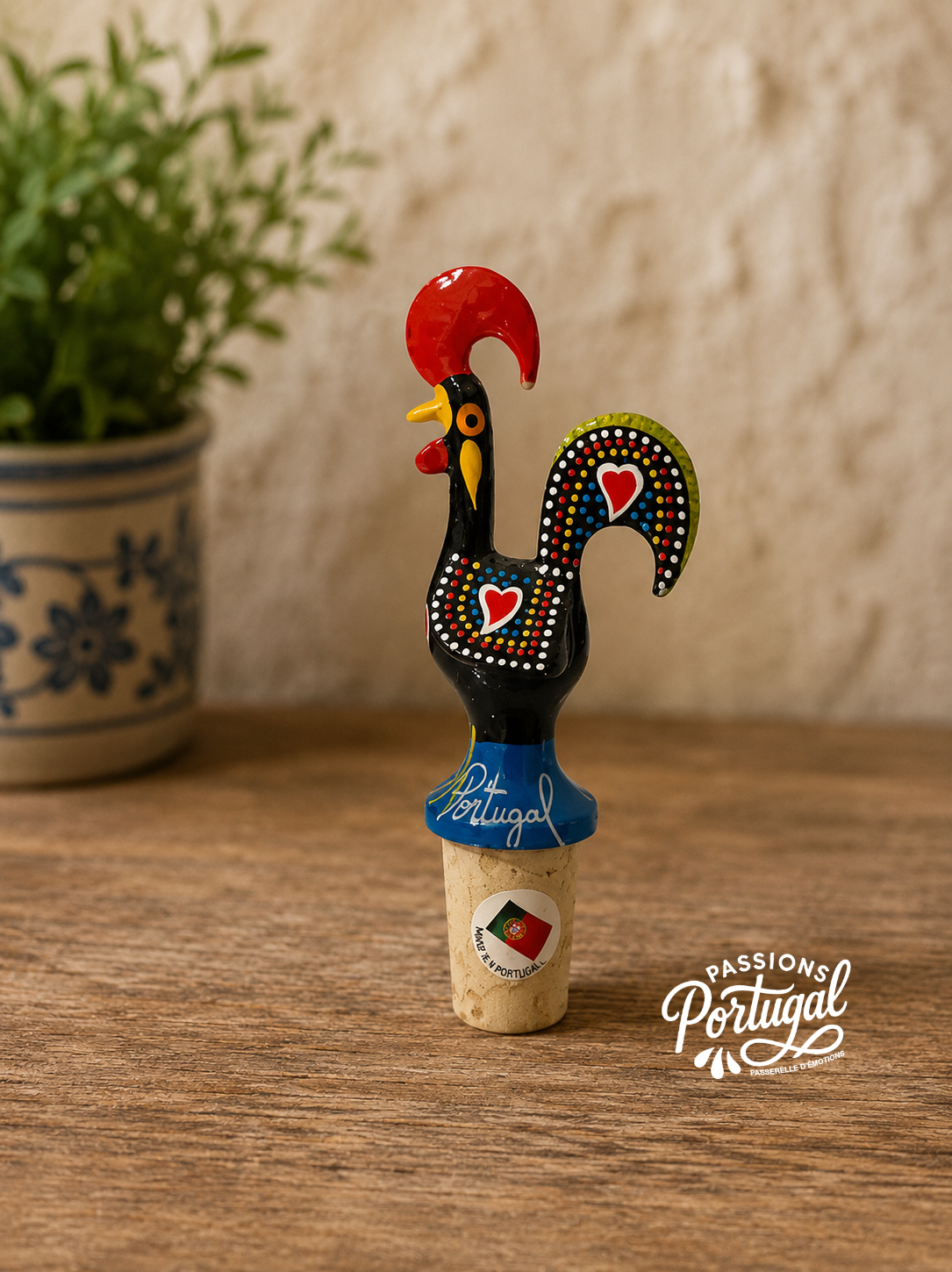 Bouchon en liège & métal  "Coq de Barcelos"