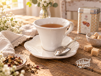 Tasse accompagnée de sa soucoupe, au charme délicatement shabby chic.