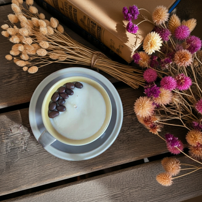 Bougie à la cire de soja 100% végétale & tasse à café