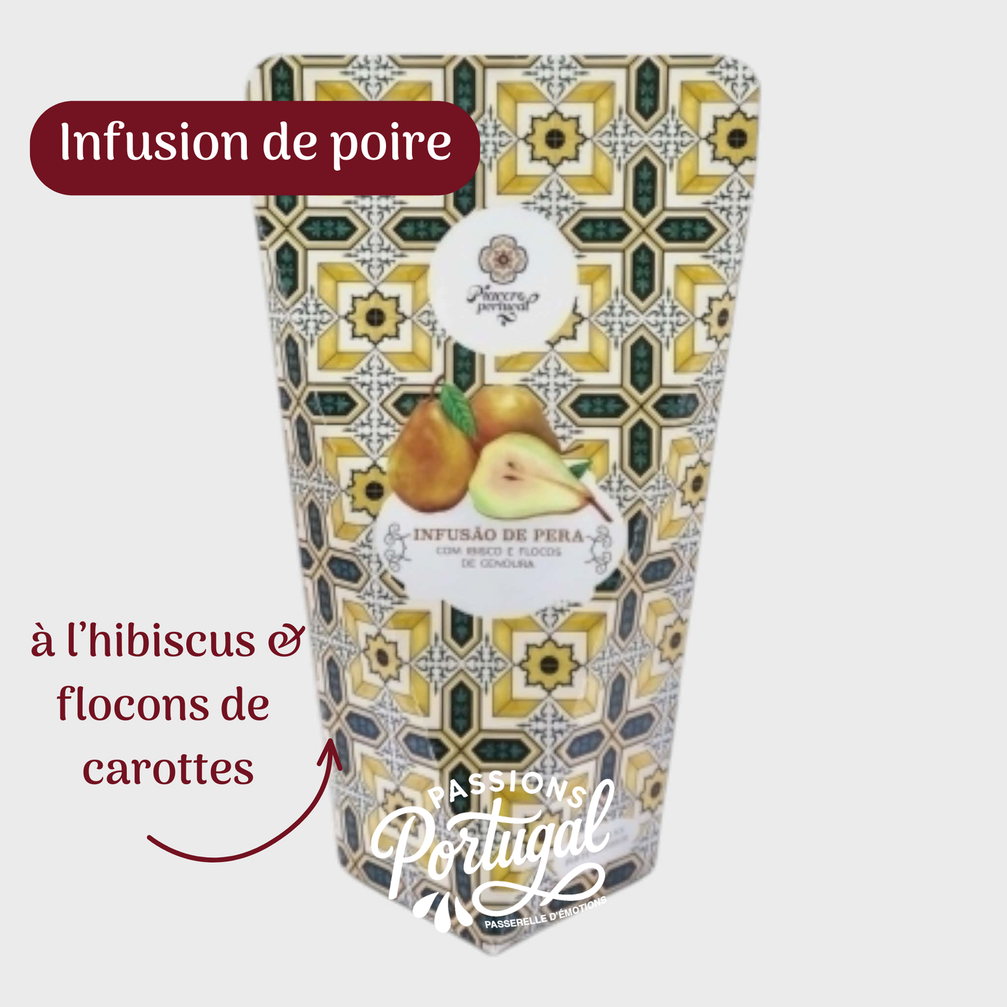 Infusion de poire à l'hibiscus et flocons de carottes