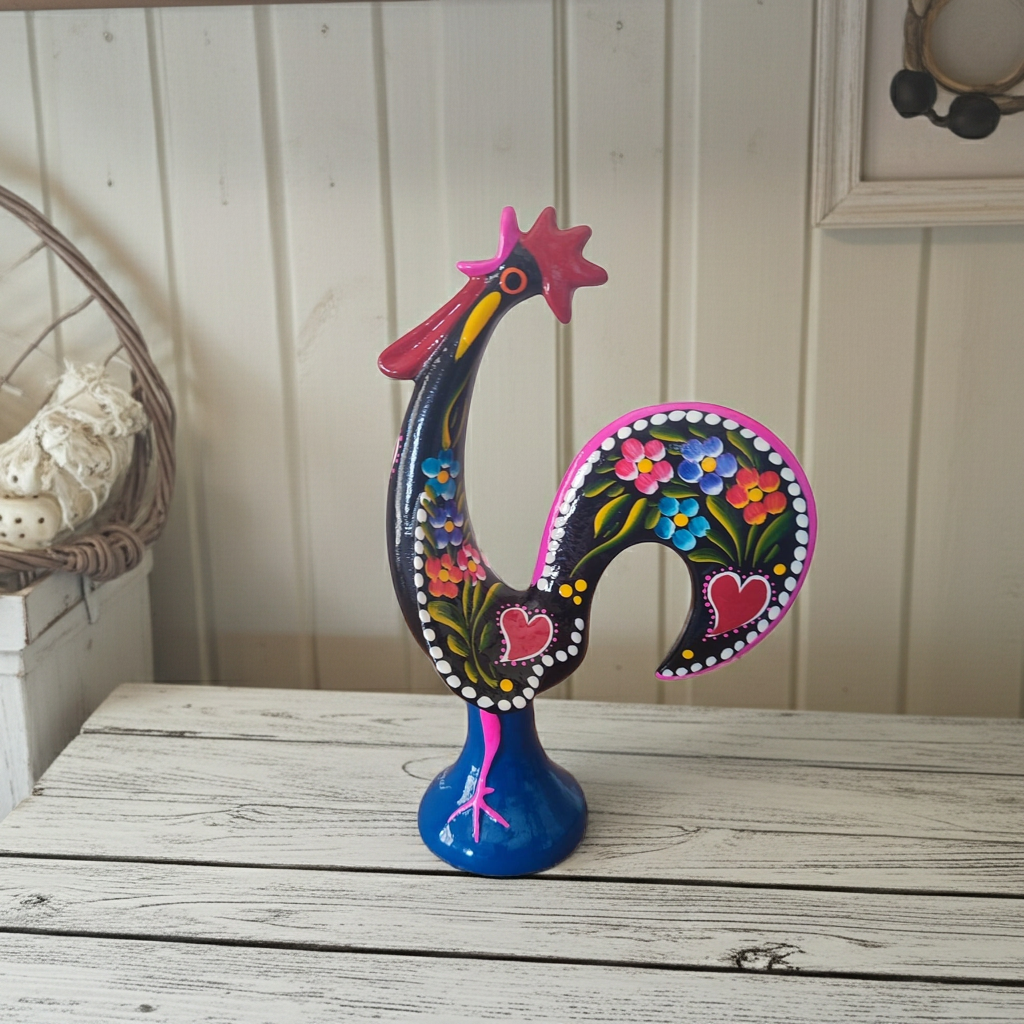 Coq de Barcelos chantant 24 cm en métal - Galo de Barcelos