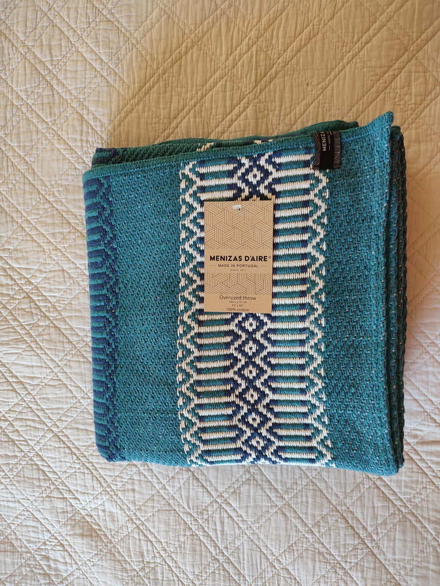 Plaid traditionnel "MENIZAS D'AIRE" 140x210 (bleu)