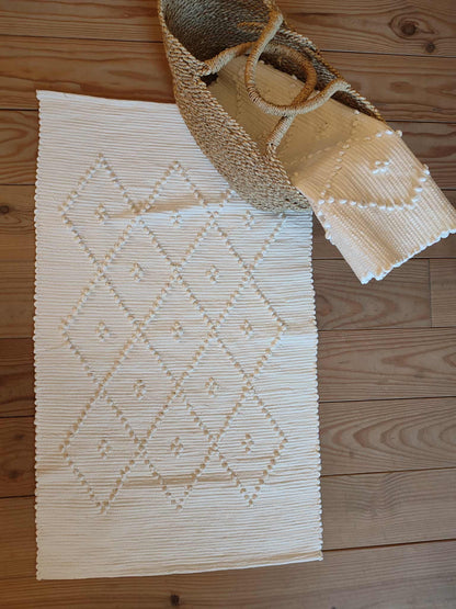 Tapis artisanal PUXADO - 100% coton (blanc)