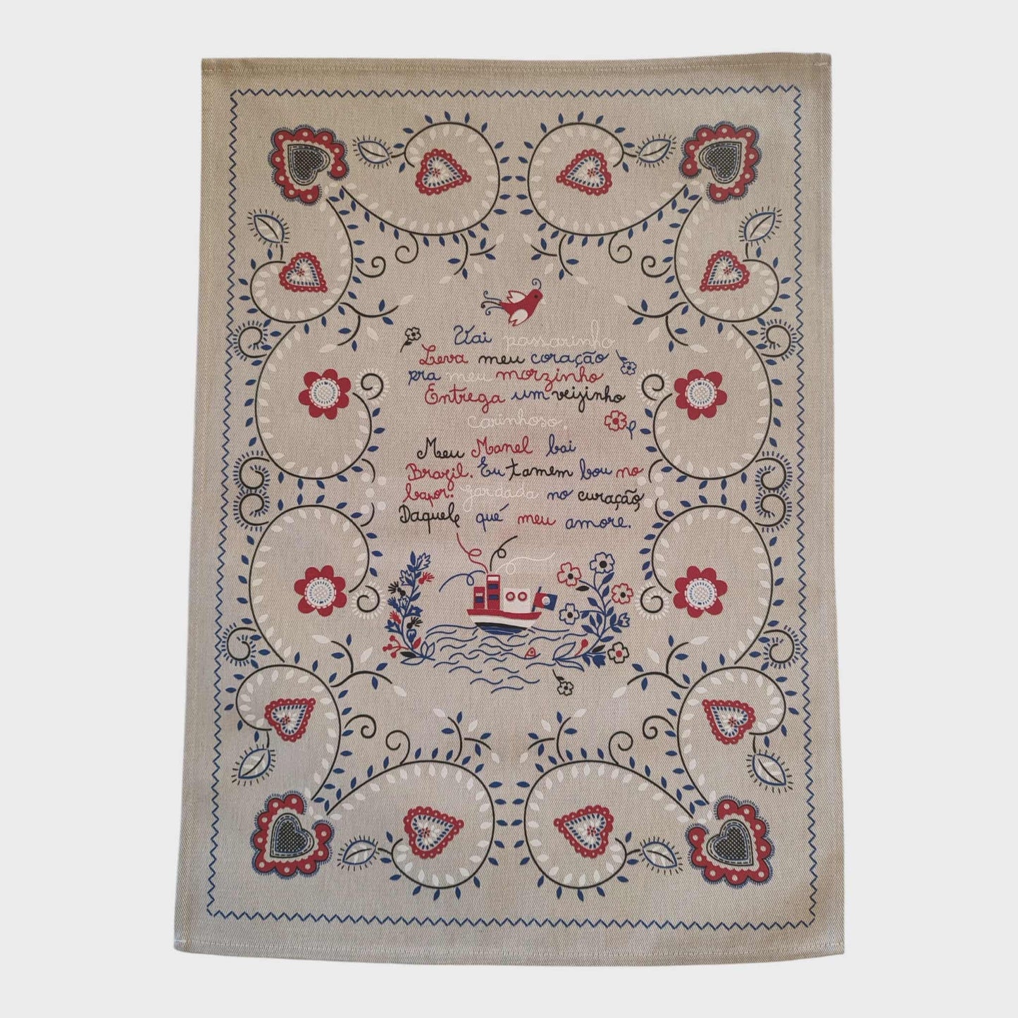 Torchon cuisine 100% coton crème, mer,