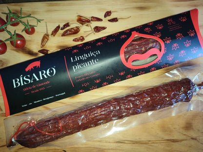 Linguiça piquante - Saucisson piquant de porc de la race BISARO. Produit du Portugal - Fabrication portugaise