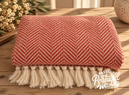 Plaid motif CHEVRON – 100% coton (orange)