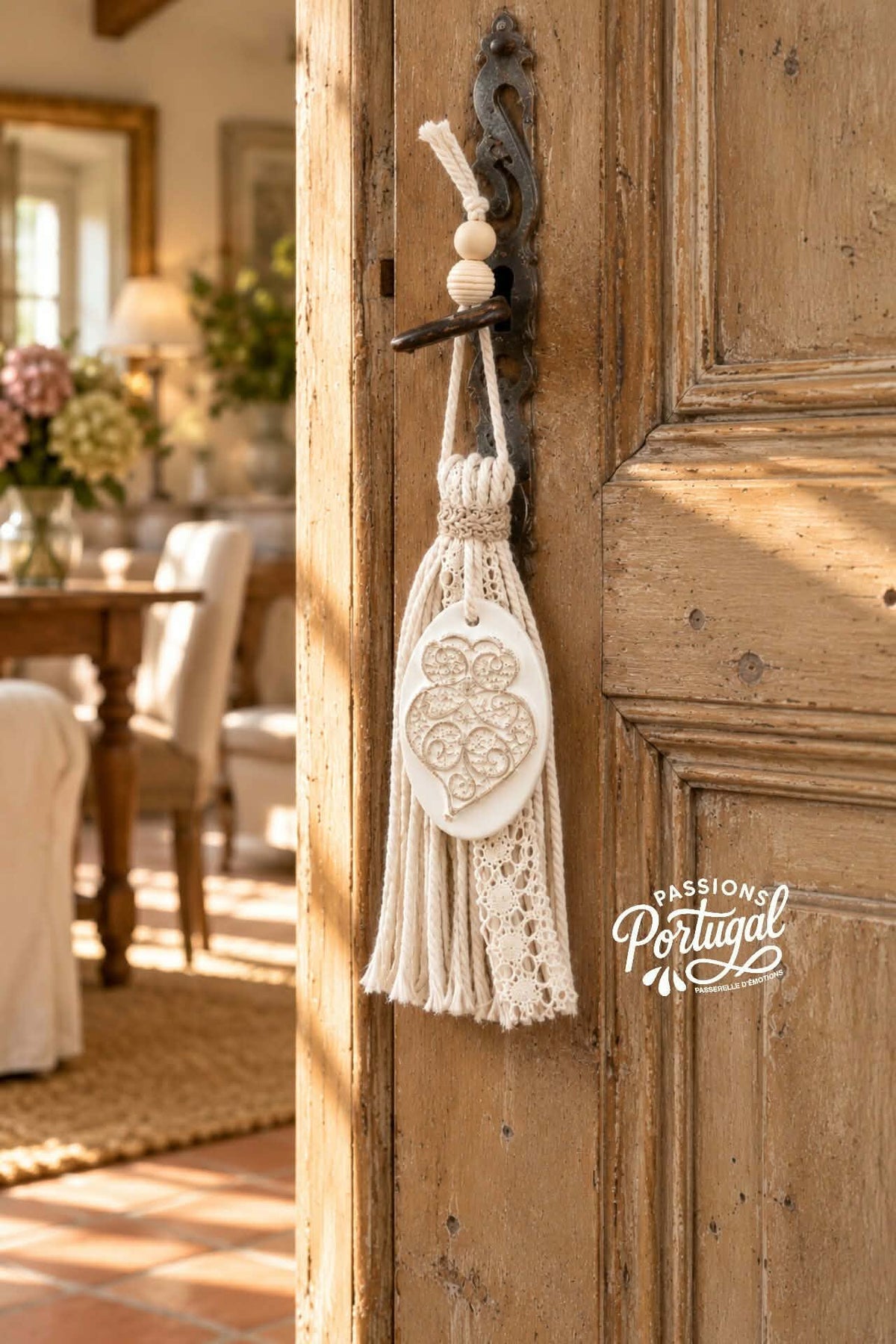 Pompon 100% coton & dentelle avec plâtre parfumé COEUR DE VIANA
