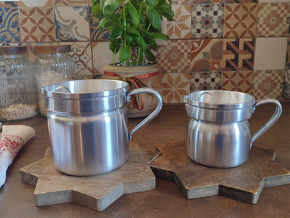 Pot à lait "fervedor" portugais en aluminium  Made in Portugal, contenant 0.5 litre & 1 litre