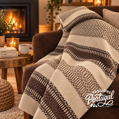 Plaid traditionnel "MENIZAS D'AIRE" 140x210 (marron)