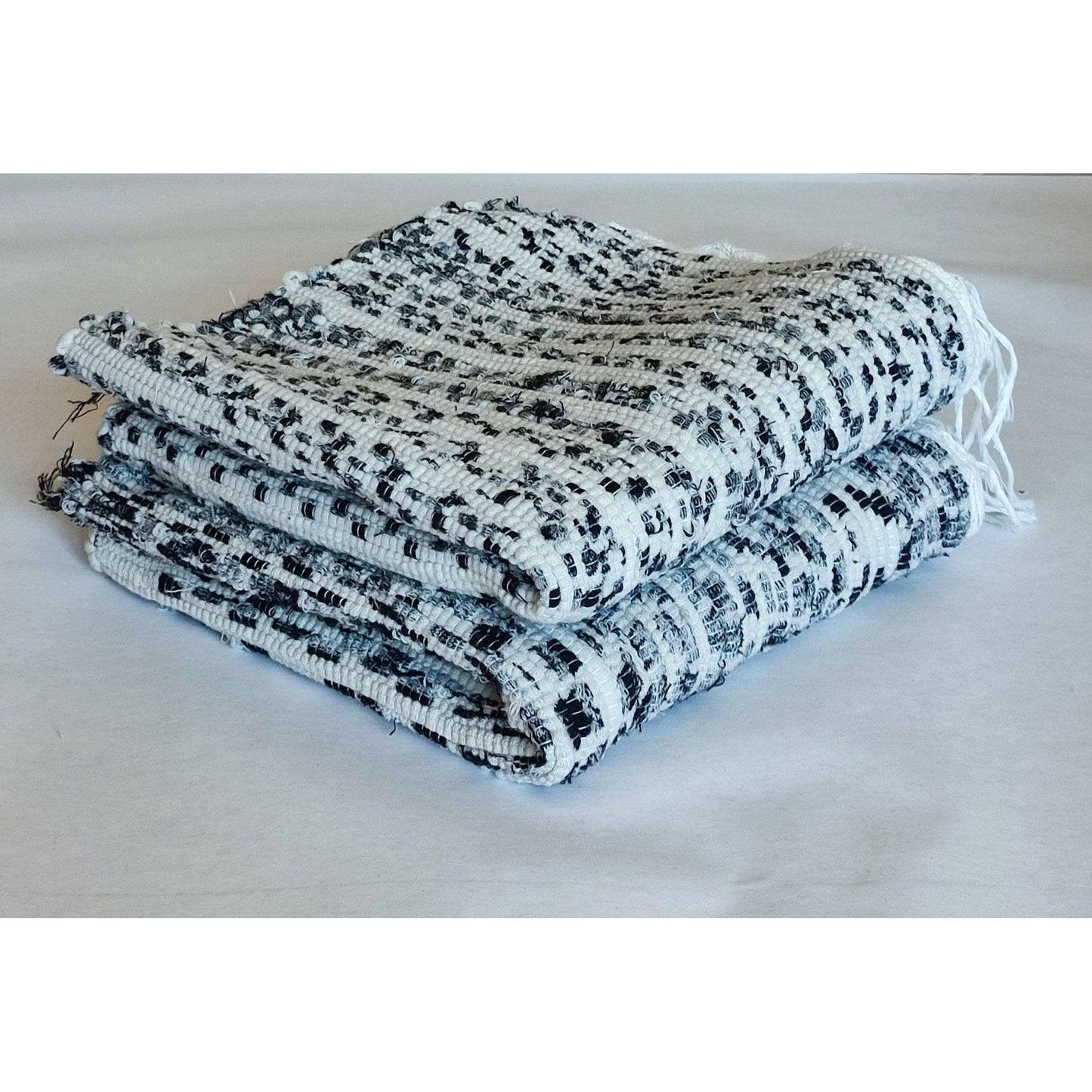 Tapis TRAPOS -100% coton blanc & gris