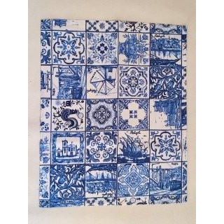 Torchon de cuisine AZULEJOS - 100% coton bleu